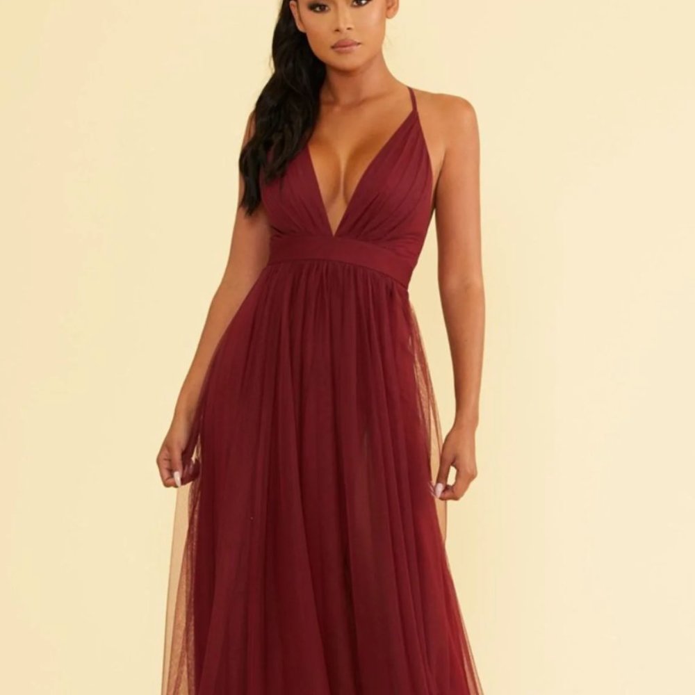 Burgundy Luxxel Formal Dress
